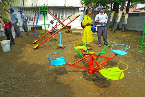 Freshly Painted Playground Equipment