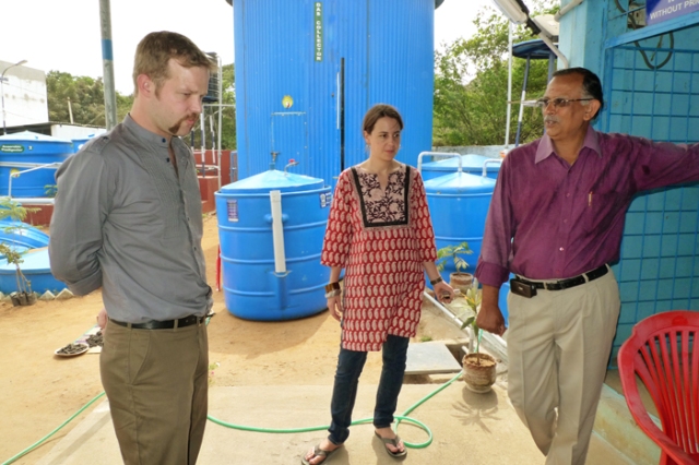 Ramsey Ford, Kate Hanisian and Dr. Bhavani Shankar at EGP's biogas plant